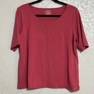 Chico's Ultimate Tee T-shirt Short Sleeve Pink Blouse Comfy Stretch Scoop Neck 2